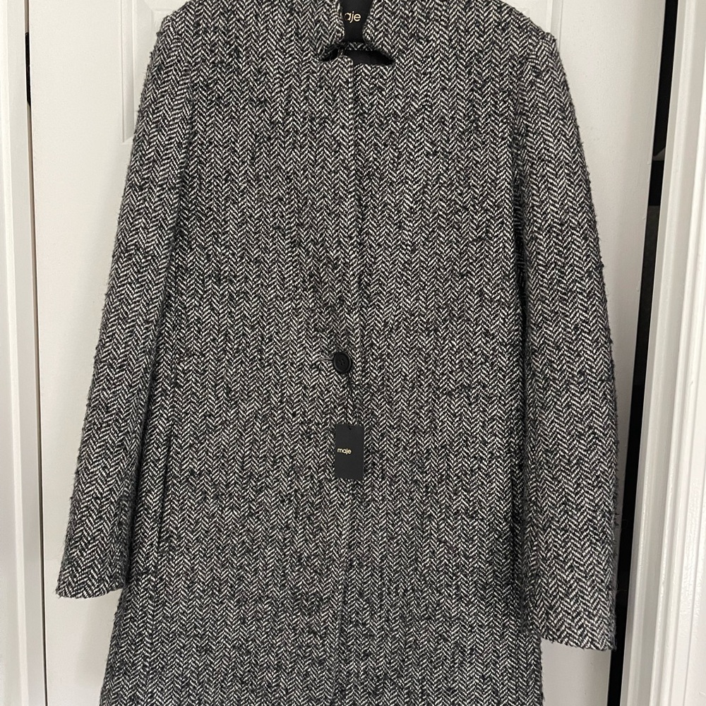 Maje Herringbone Pattern Women's Coat